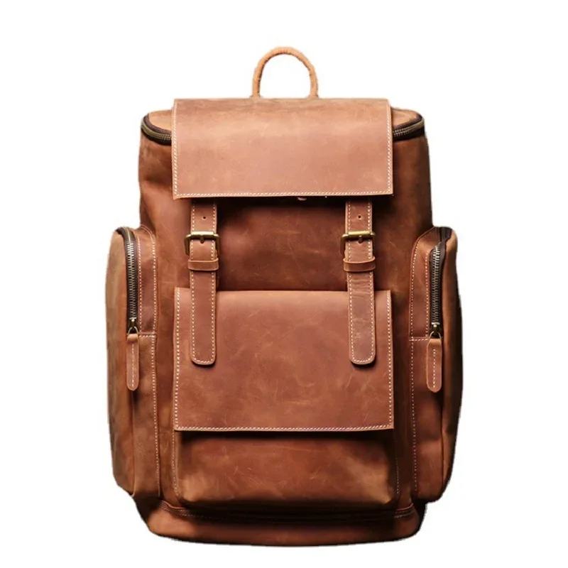 

M563 Genuine Leather 15.6“Laptop Men Backpack For Men Travel Rucksack Bookbag Retro Crazy Horse Leather Schoolbag New Backpacks