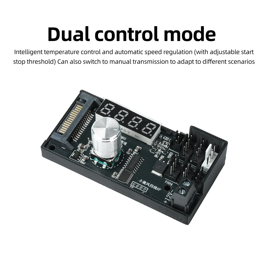 6-Kanal-PWM-Lüftersteuerung 12V 5A mit Digitalanzeige für PC-Kühlung, temperaturgesteuertes Kühlsystem mit SATA-Stromversorgung – Detail 8