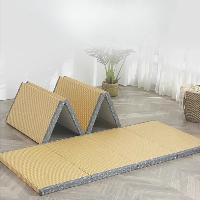 Foldable Tatami Mat Children's Coconut Palm Bedroom Mattress Home Bay Window Nap Mat Natural Rattan Surface Floor Sleeping Mat