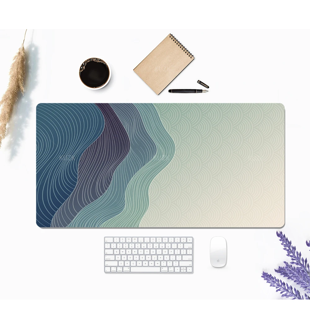 3d Abstract Wave Pattern Desk Mat，Aesthetic Japanese Curve Desk Mat, Large Gaming Mouse Pad,Gamer Large Keyboard Pad Accessories