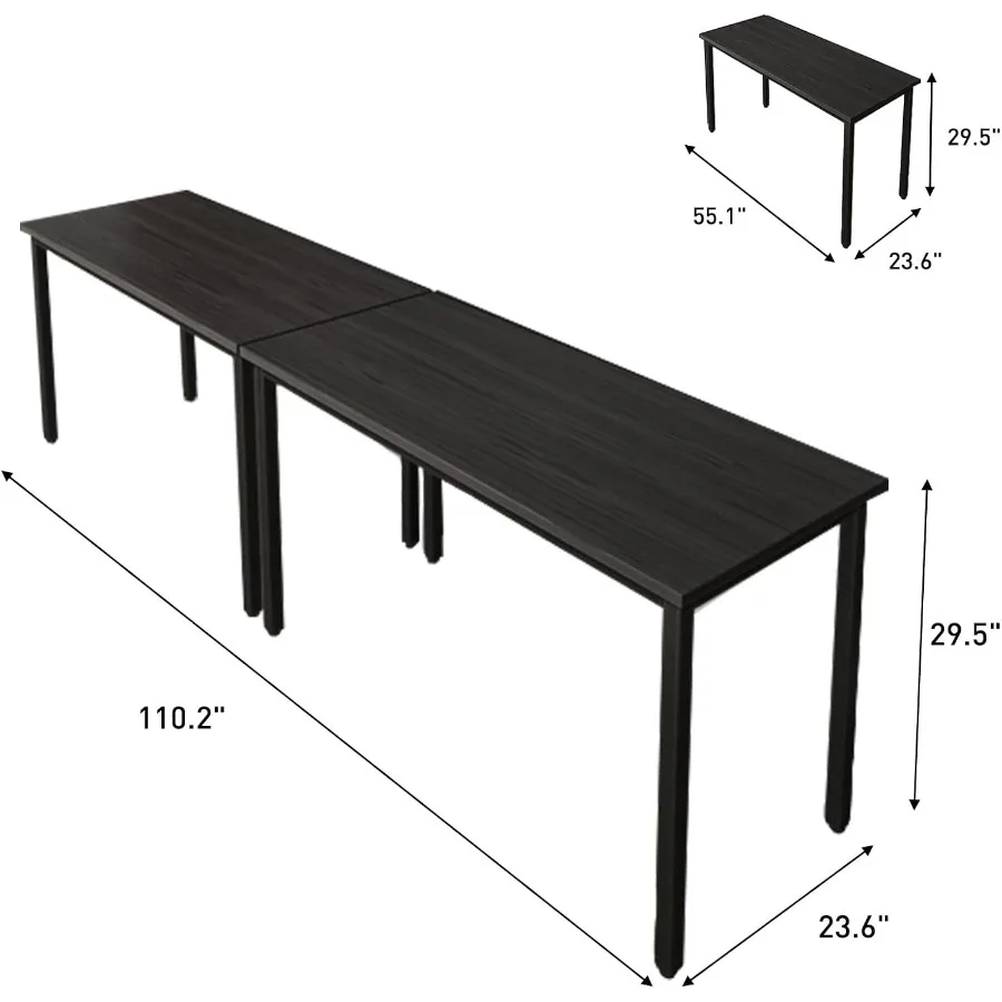 Conference Table 9Feet Office Computer Table for Meeting Room, Study Writing Printer Podcast Table for 8 People, 2PCS, 110.2