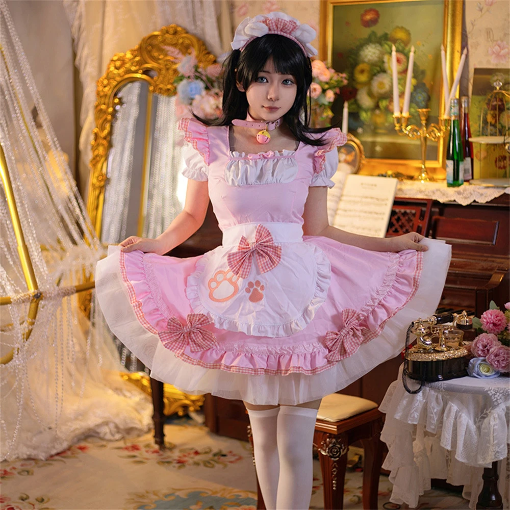 Klassische süße Katze Mädchen Dienst mädchen Kleid Cosplay Kostüm süße japanische Anime Lolita Kaffee Kellnerin Halloween Party Rollenspiel Outfits