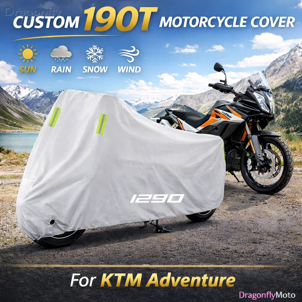 

For KTM Adventure 790 990 1050 1090 1190 1290 Motorcycle Cover Silver Waterproof UV Rain Dust Sun Outdoor Indoor Protector