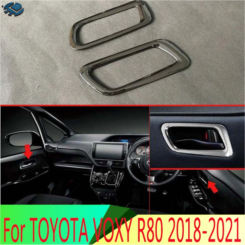 

For TOYOTA VOXY R80 2018-2021 ABS front gate Inner piano black Door Handle Cover Catch Bowl Trim Insert Bezel Frame Garnish
