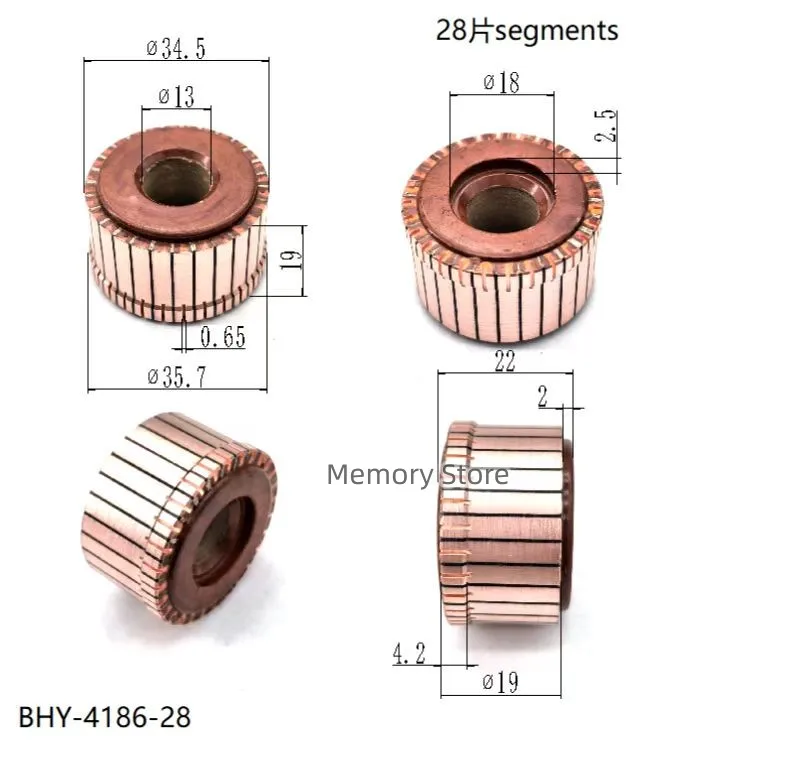 34.5x13/14x19(22)mm 28P Teeth Copper Hook Type Electrical Motor Commutator BHY-4186-28