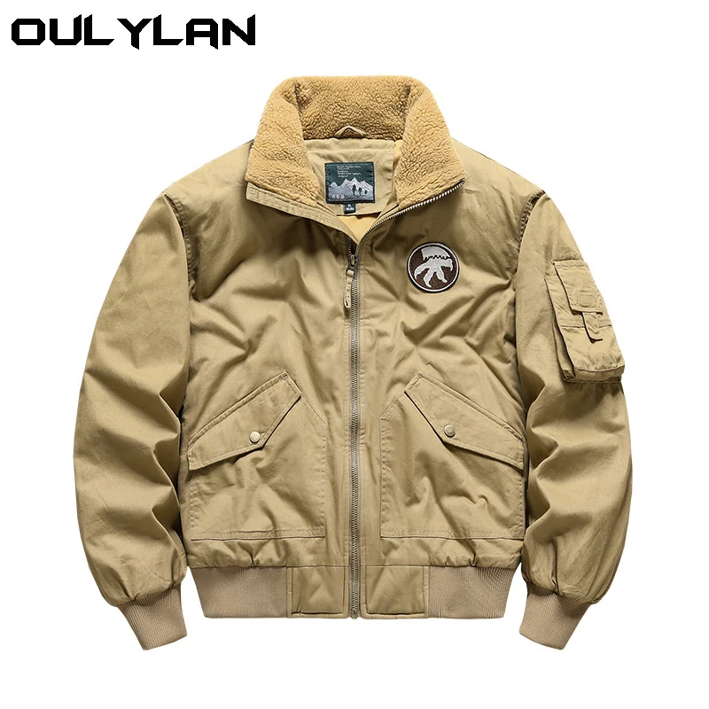 Cotton Jacket Men's Winter Pilot Casual Coat Men's Jacket Large size zipper thickened warm coat with pocket garment coat