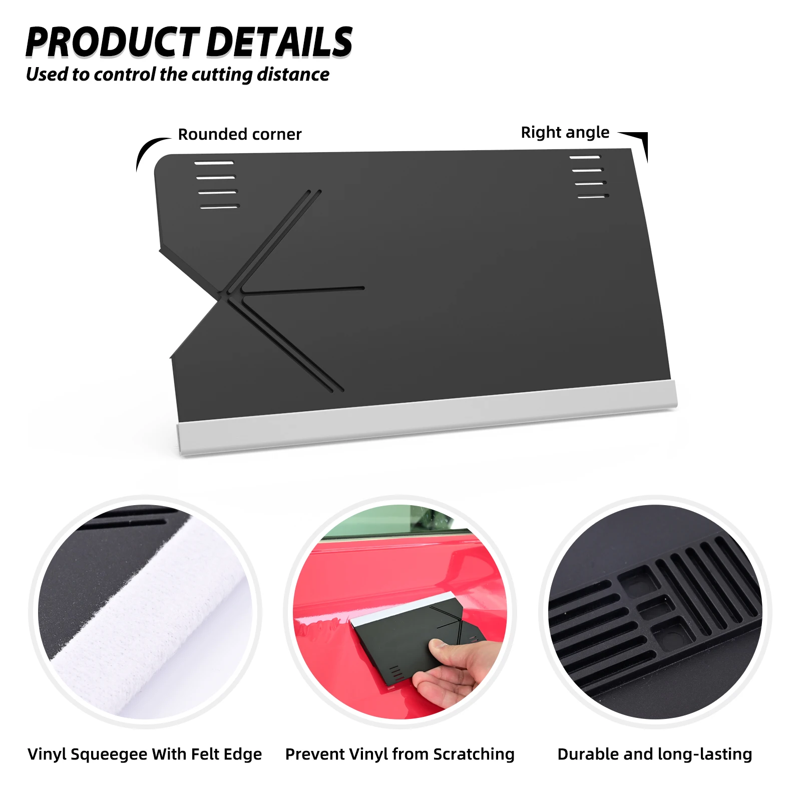 EHDIS 2pcs Carbon Fiber Film Design Cut Template Squeegee Car Vinyl Wrap Sticker Corner Edge Precise Cutting Guides Felt Scraper