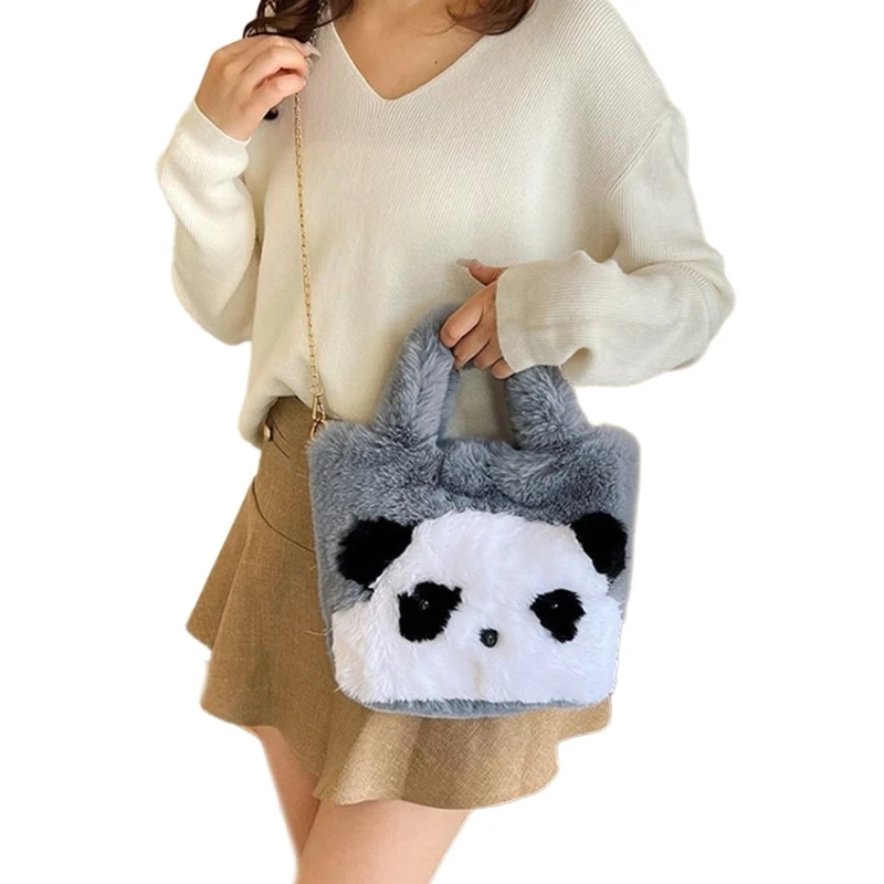 Comfortabele pluche panda handtas crossbody tassen Trendy en comfortabele schoudertas voor dames