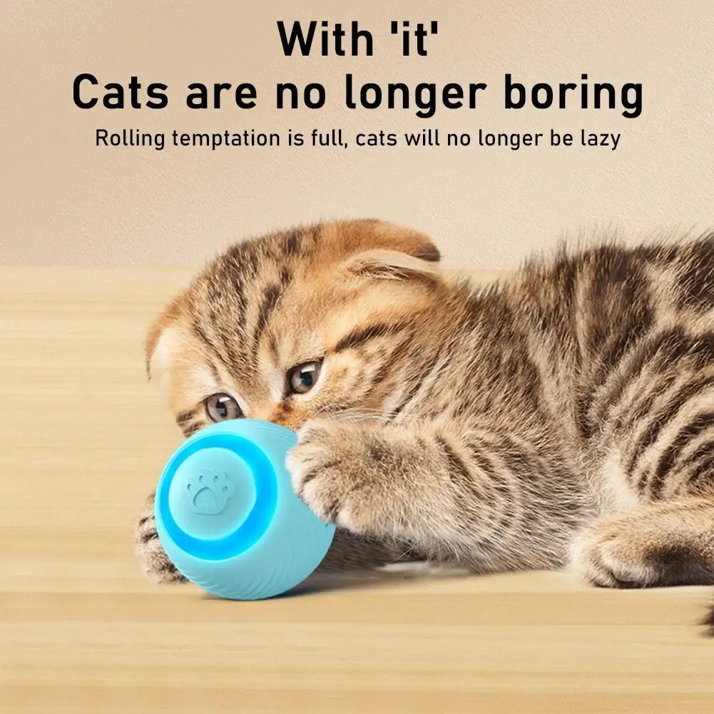 Automatic Cat Ball Smart Rolling Ball Pet Toy Silicone Ball Cat Interactive Relief Self-Entertainment Toy Type-C Charging