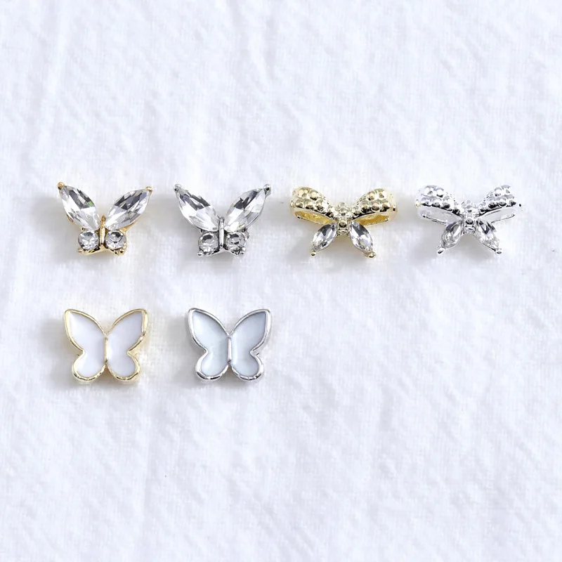 10Pcs Crystal Butterfly Nail Art Charm Magic Metal Nails Decorations 3D Horse Eye Rhinestone Wings Diamond Manicure Accessories