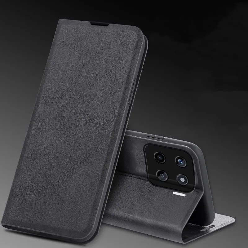 Hochwertige Lederhülle für Xiaomi 17T 15T Pro Mi 17 15 5G Schutzhülle mit Magnetverschluss, Kartenfach und Ständerfunktion.