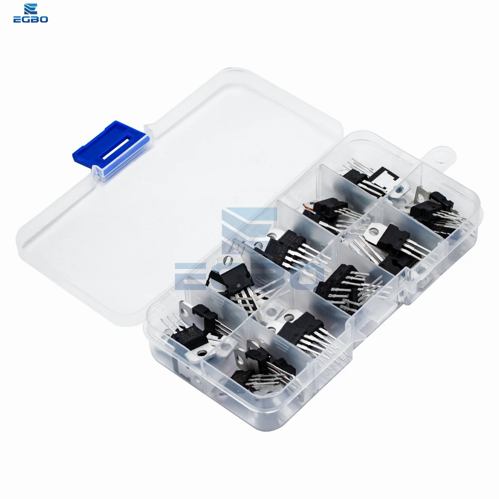 50PCS 10피스 전압 조정기 IC, TO-220 패키지 선형 조정기(LM317T, L7805CV, L7806, L7808, L7809, L7810, L781 포함)