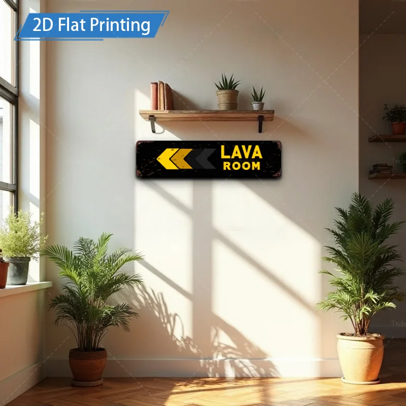 [2D FLAT] ป้ายโลหะ 1 ชิ้น, ป้ายห้องลาวาขนาด 4×16 นิ้ว งานศิลปะติดผนังโลหะ ภาพพิมพ์ 2D แบบแบน สำหรับตกแต่ง