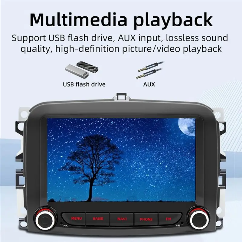 AEA6-Car 2+64G MP5 Player Bluetooth Portable Screen Navigation Display Wireless Carplay Android Auto For Fiat 500L 2013-2019