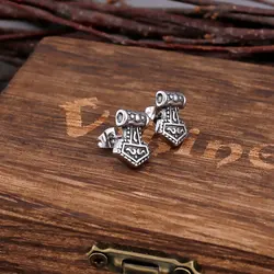 Nordic Vikings Anchor Stud Earrings For Men Stainless Steel Odin Thor's Hammer Amulet Accessories Vintage Fashion Jewelry Gift