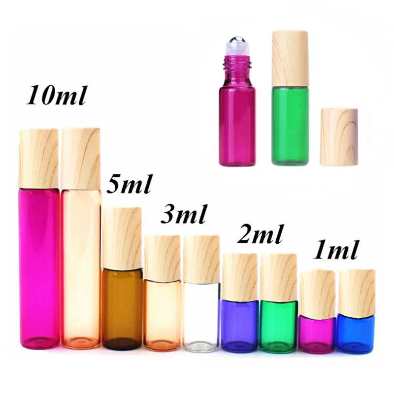 100 Stück 1ml 2ml 3ml 5ml 10ml Mini-Plastik kappe Glas rolle auf Flaschen probe Test walze ätherische Öl fläschchen mit Edelstahl