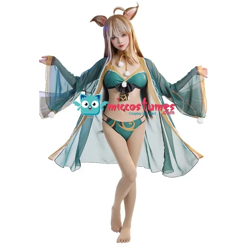 

Women Ms Hina Gorou Derivative Bikini Set Top Bottoms Two-Piece Bathing Suit Swimwear with Kimono Haori Cover Up and Chokerc;6,r
