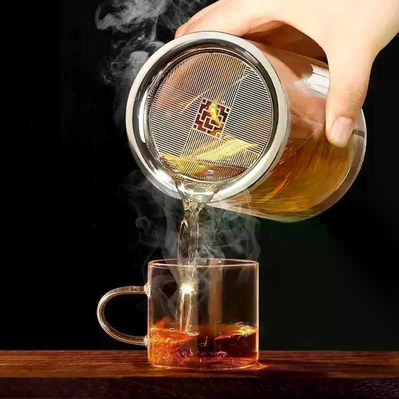 2026 New Double-Layer Glass Teapot Scalding Protective Tea Set For Individual Drinking In The Office
