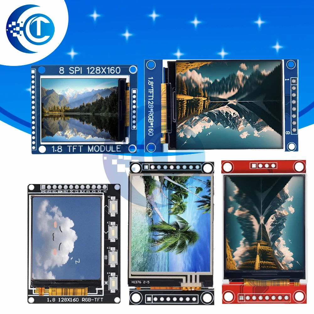 LCD TFT ST7735/ST7735S da 1,8": risoluzione 128×160 con interfaccia SPI (4 pin IO) – RGB a 16 bit per compatibilità Arduino
