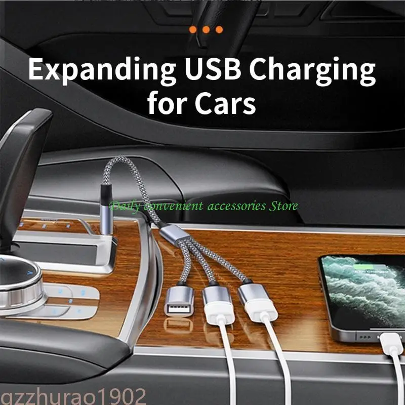

97QB Type C 1 Male to 3 USB2.0 Female Extension Cord Connectors Data Adapter
