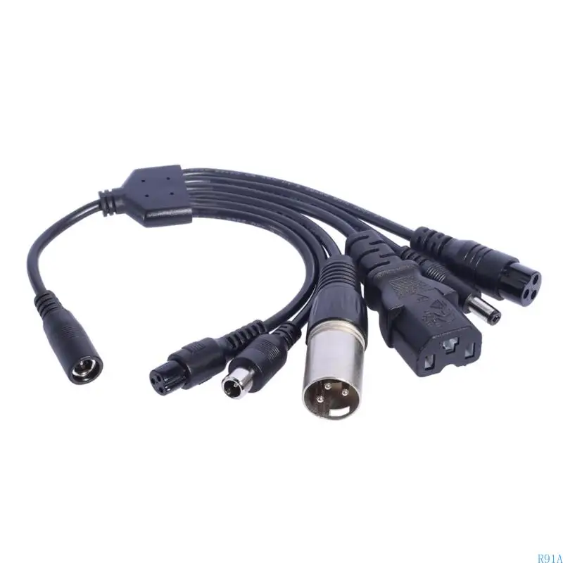 R91A 1 to 6 Electric Scooter Connectors Adapter 5.5x2.1mm Female to 8016 Male 5525