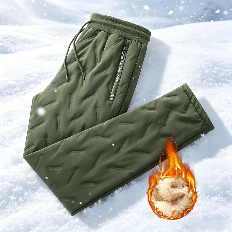 Winter Trousers Man Waterproof Pants Men's Large Size Outdoor Fleece Pants Winter Lambswool Sweatpants Snow Clothing Sets 5