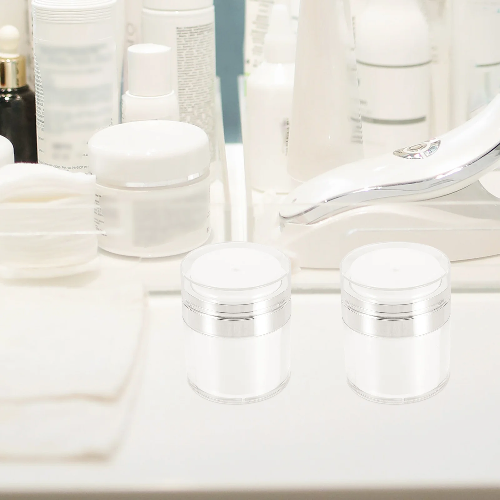 2pcs 50Ml Empty Jar Airless Pump Refillable Travel Lotion Bottle For Cream Moisturizer Foundation Serum Lightproof As