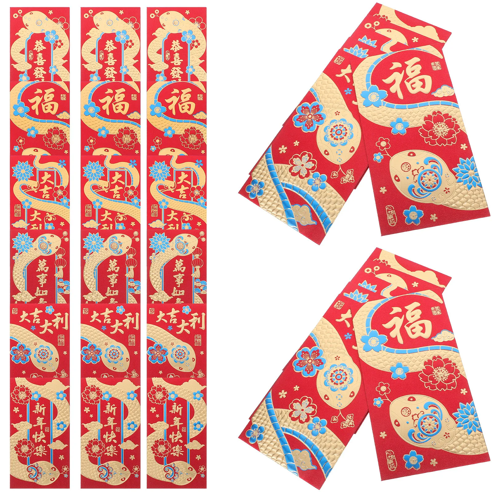 

30 шт. Китайские красные конверты для денег, товары к Китайскому Новому году Змеи