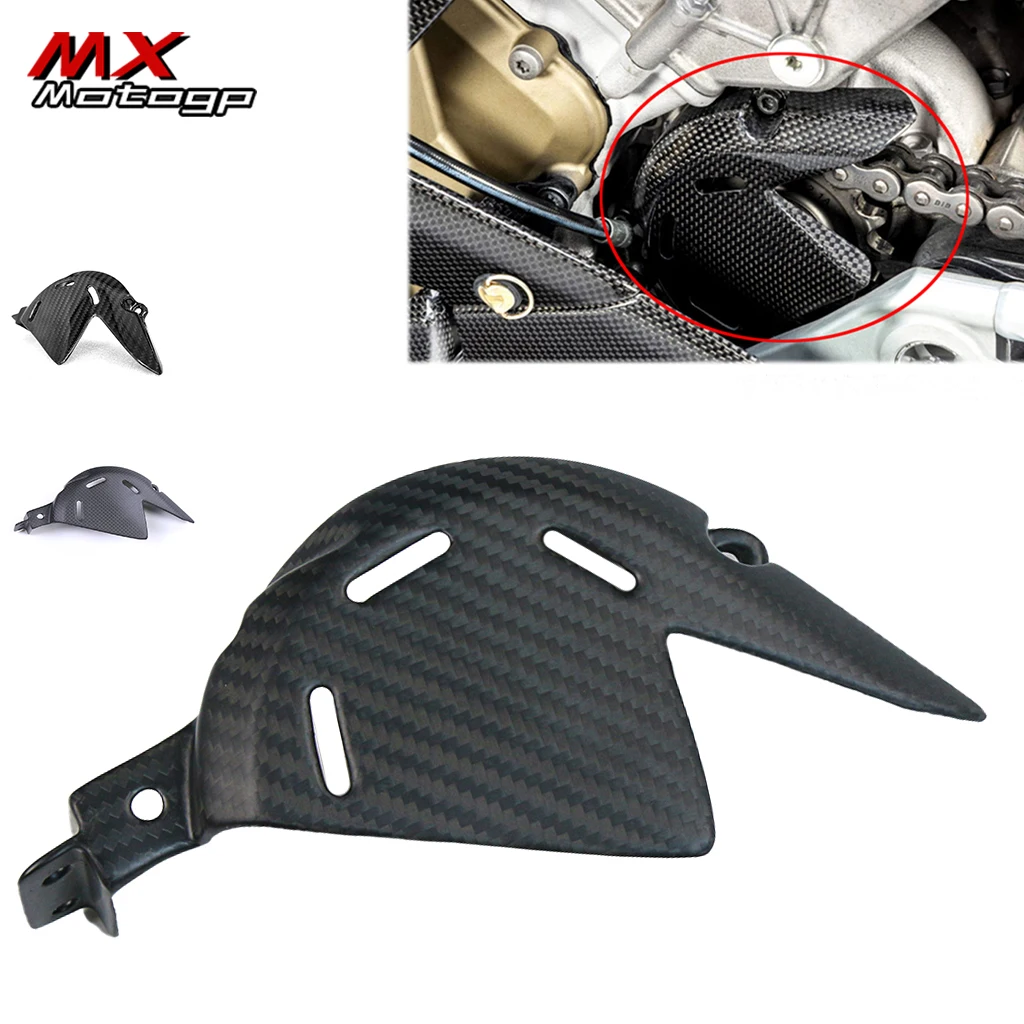 100% Carbon Fiber Engine Chain Guard Sprocket Cover Fairing Motorcycle For DUCATI Streetfighter V4 V4S Panigale V4R 2018-2023