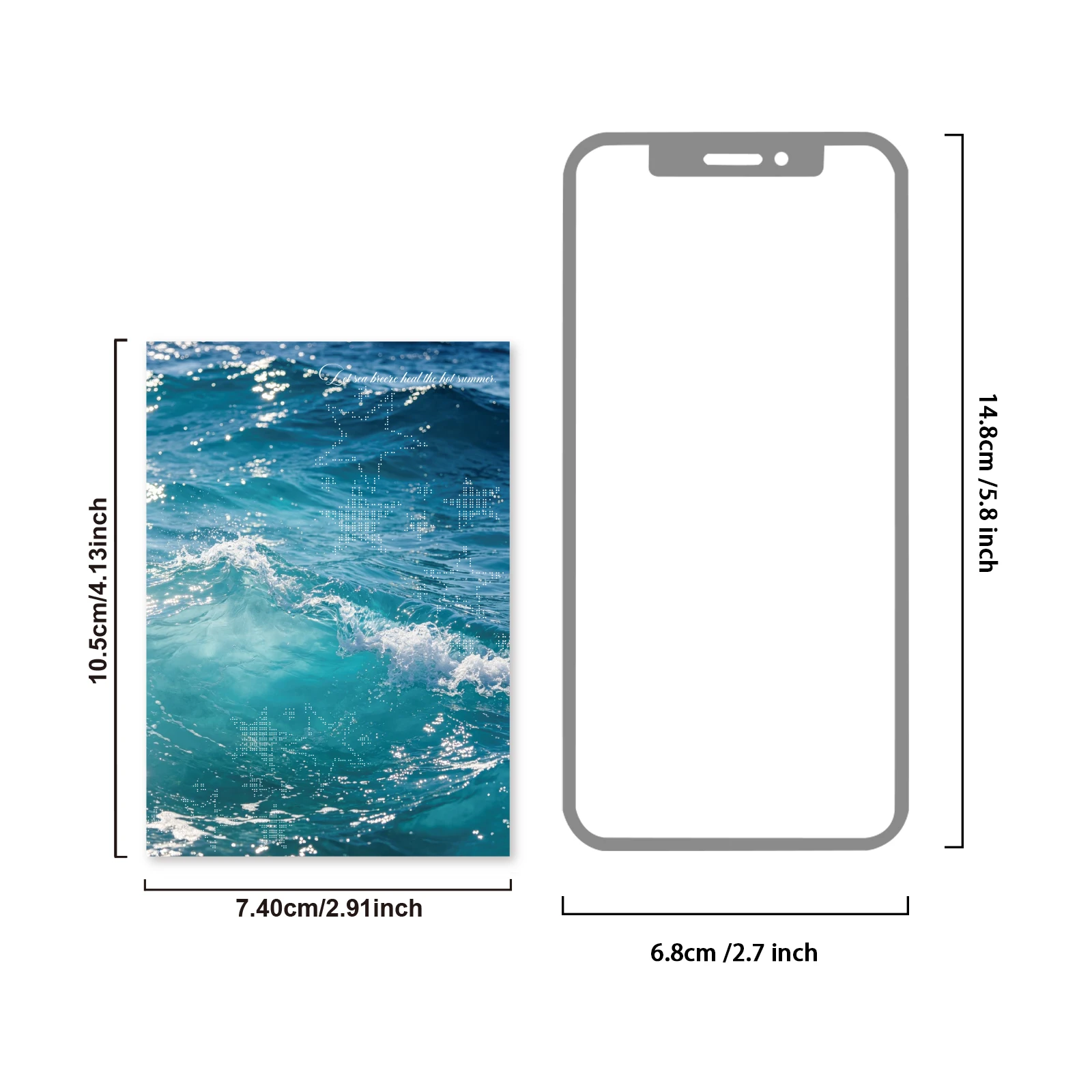 Etori Life 15pcs Clear Blue Sea Wave Scenery Background Stickers Fresh Blue Ocean Wave Beach Cloud Light Spot Pattern Material Book is suitable for photo albums, laptops, handbags, guitars, water bottles, postcards and envelopes, scrapbooking supplies, office decoration items, room decoration, student gift bags, Korean stationery, children's stickers