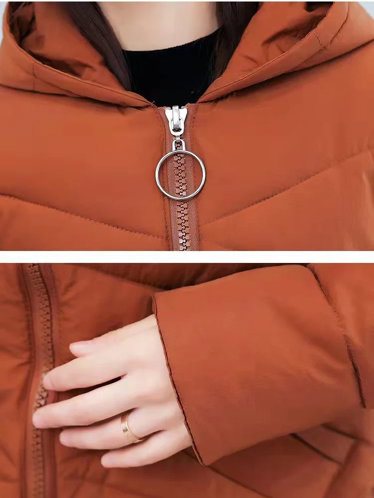 Parka larga con capucha delgada coreana para mujer, diseño de bola peluda, Chaqueta gruesa y cálida, elegante y elegante, Chaqueta fría sólida