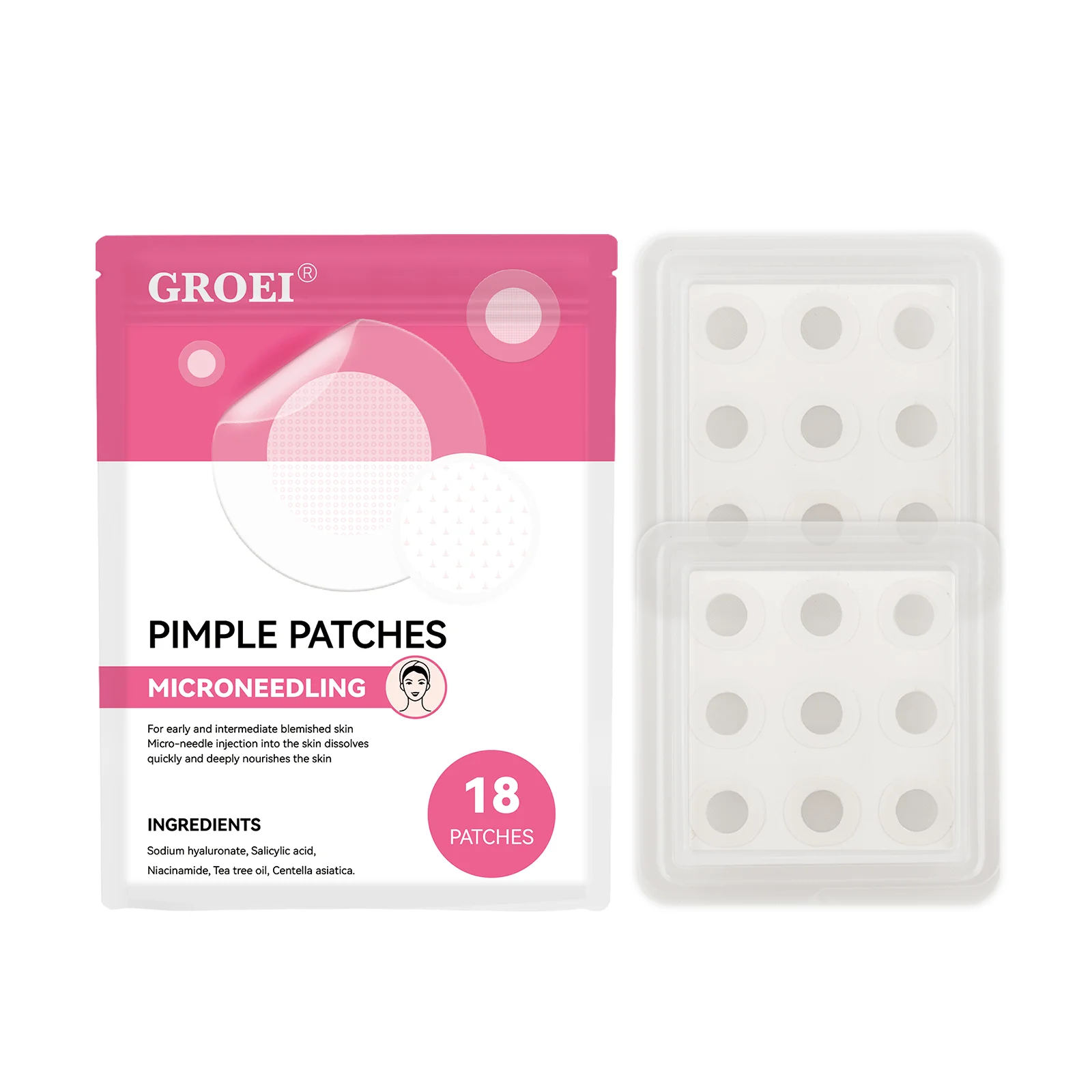 18 ชิ้น 280 เข็มขนาดเล็กสำหรับรักษาสิว ลดรอยแผลเป็นและอ่อนโยนต่อผิว แผ่นแปะสิว ลดการอักเสบ ผลลัพธ์เร็ว