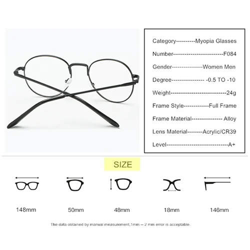 Imagen 2 del producto SWOKENCE Gafas fotocromáticas o con bloqueo de luz azul para miopía -0,5 a -10 Mujeres Hombres Marco de aleación Astigmatismo miope Prescripción personalizada F084