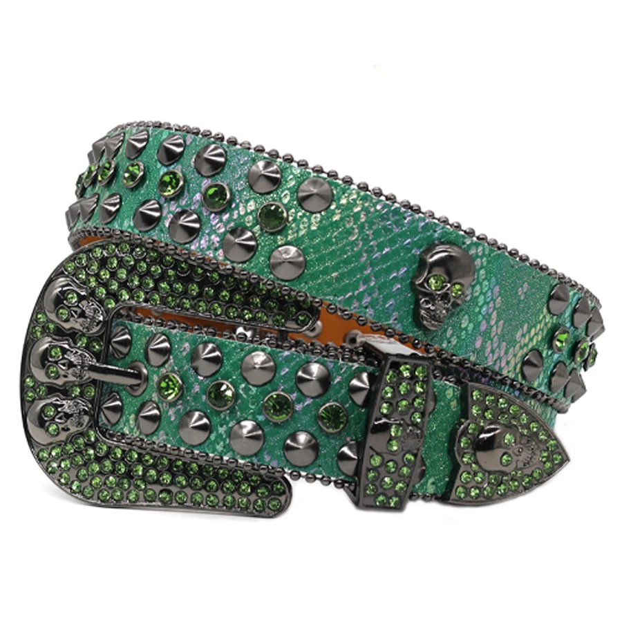 

Punk Skull Rhinestone Studded Belts Women Western Cowgirl Cowboy With Diamonds Bling Female Leopard Y2K Accessories Gothic Belt