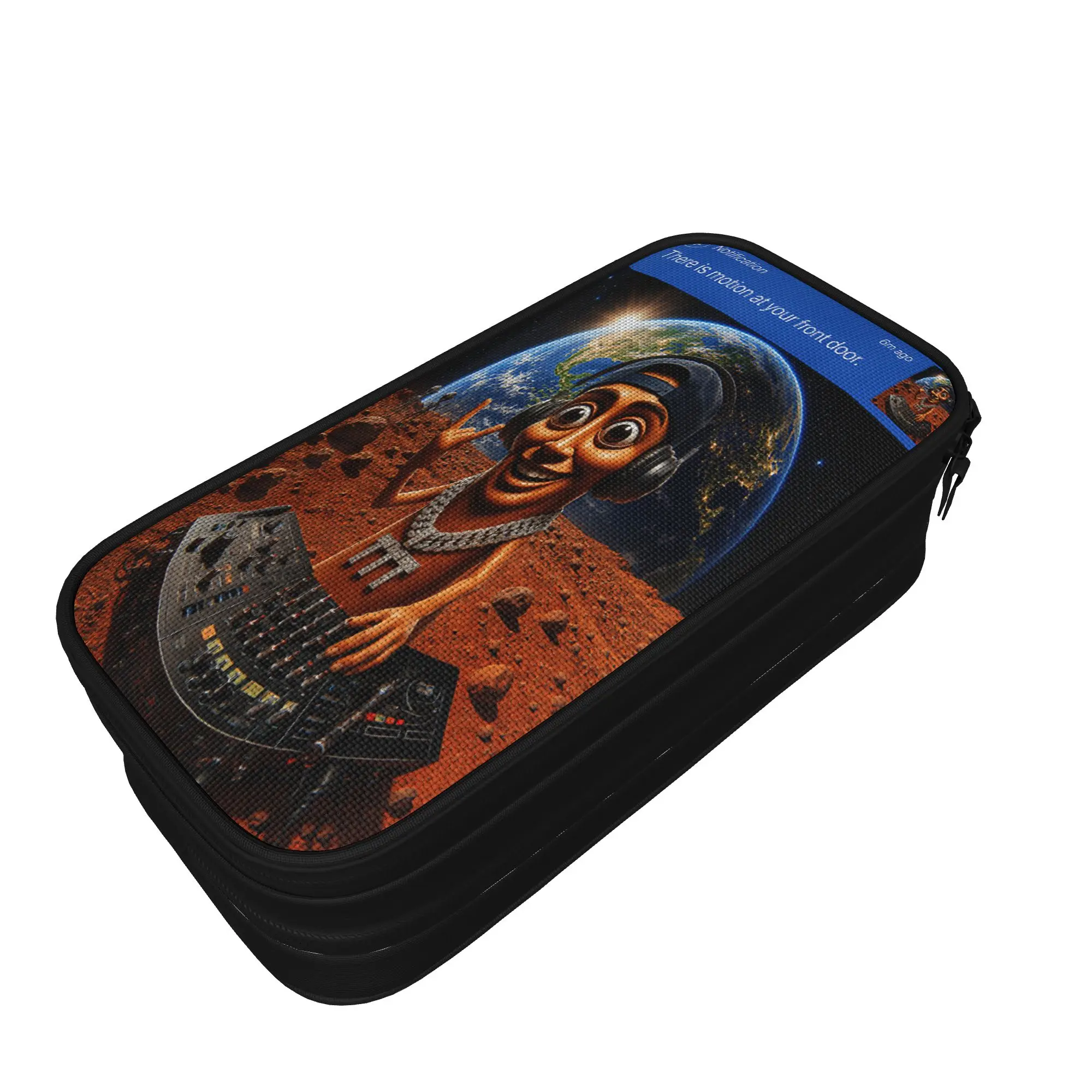 There is Motion at Your Front Door Tung Tung Sahur Space DJ Pencil Case  School Pencil Cases Boy Pencil Bag Stationery Organizer