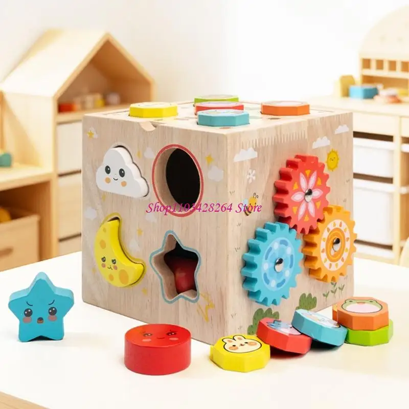 子供分類おもちゃ木製形状パズルボックス子供のための色と幾何学的形状を学びます