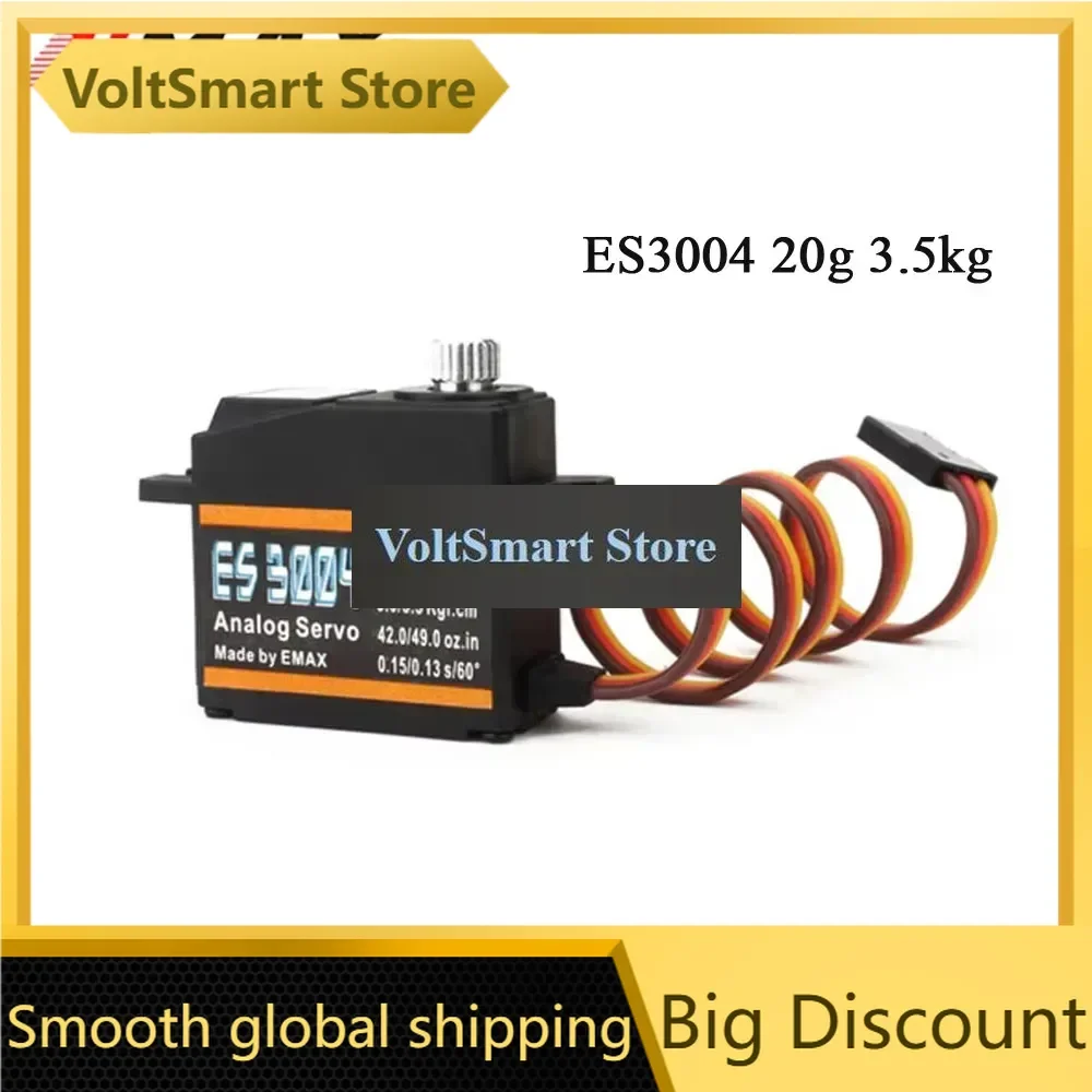 VoltS4PCS EMAX ES3004 20g 3.5kg 0.13sec 23T Metal Gear Analog Servo For Airplane ES3104 Upgrade Accessories RC Tools