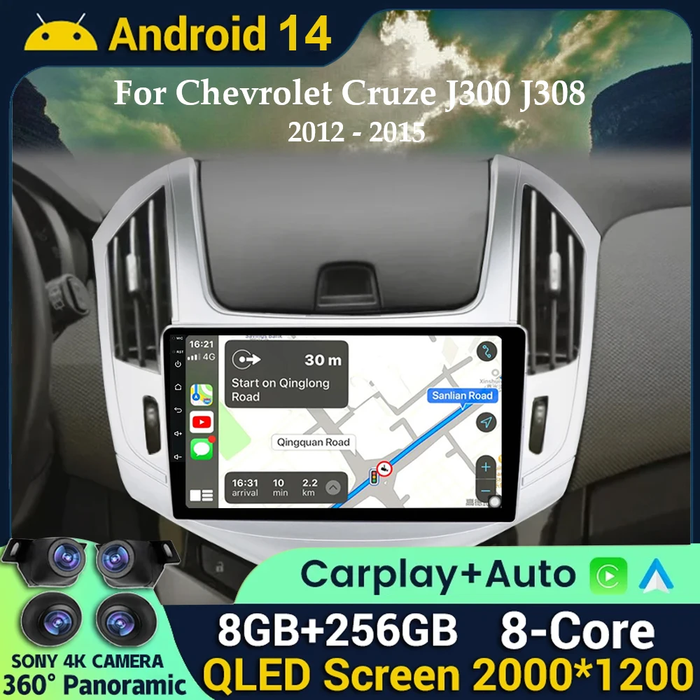 

Android 14 Car Radio Multimedia Video Player For Chevrolet Cruze J300 J308 2012 - 2015 GPS Navigaion Serero Carplay No 2 Din