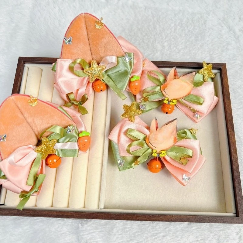 

Cartoon Fox Girls Headwear Cute Bow Small Bell Hair Clip for Children Tassel Hairpin Cosplay Nike Fox Ear Kids Hair Accessories