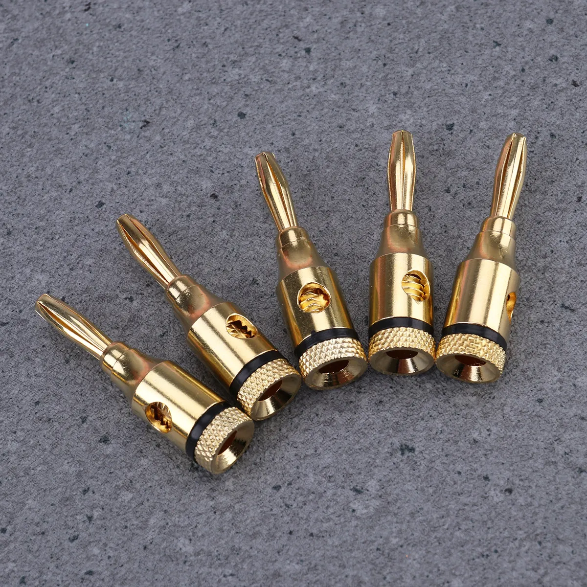 5Pairs 4Mm 24K Gold Plated Open Screw Banana Connector Plugs for Speaker Wire 12-18 Awg Amplifier Surround Sound