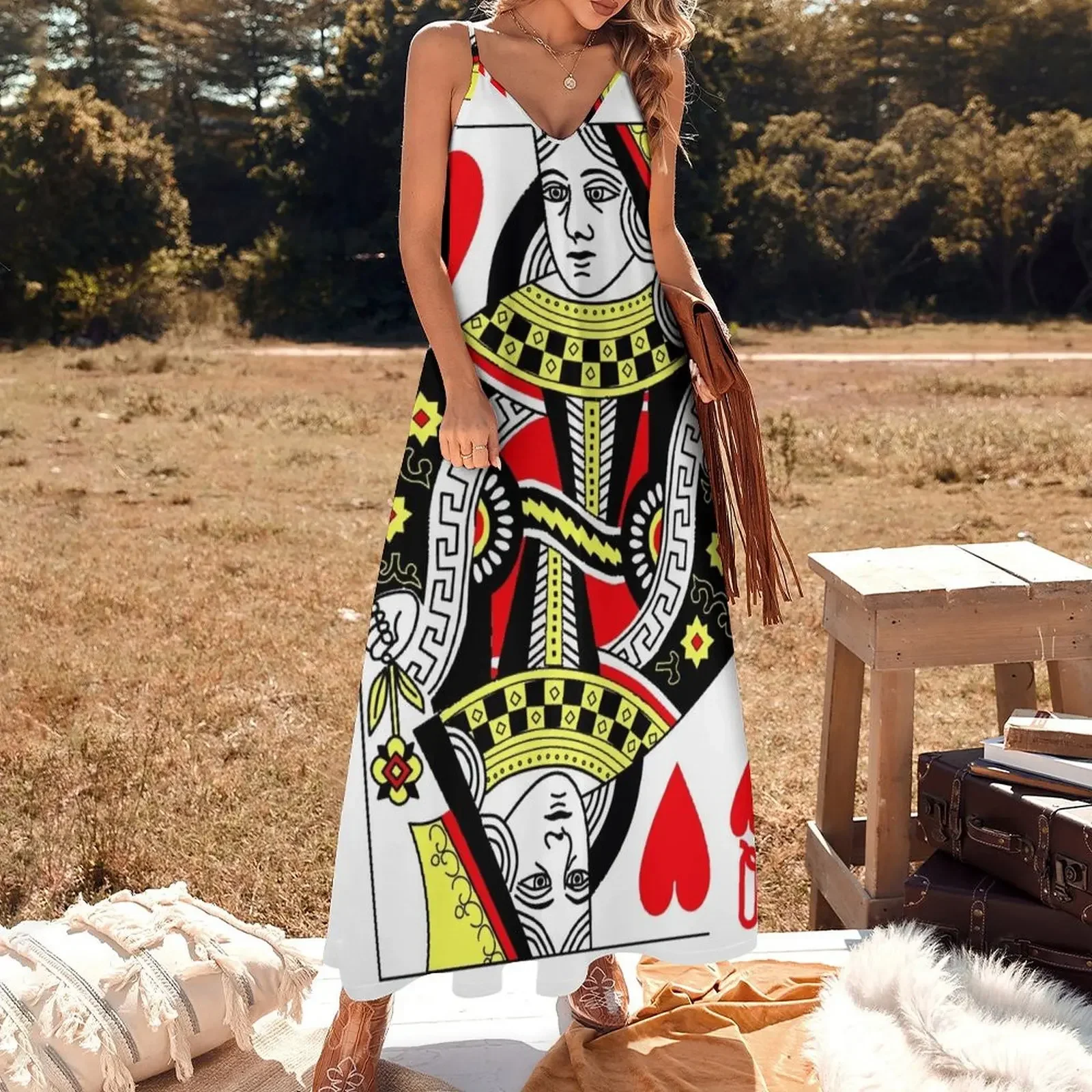 Queen of Hearts Classic Card Deck Casino Poker Q Hearts Sleeveless Dress dresses for special events Elegant gown Dress