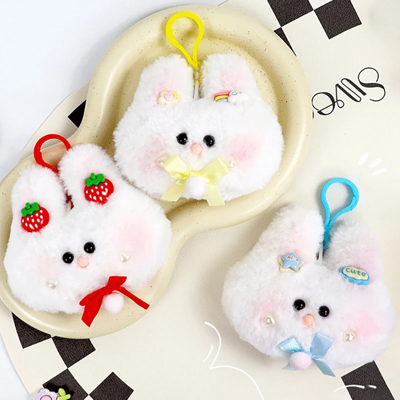 

Cute Rabbit Plush Keychain Bow Tie Rabbit Creative Couple Schoolbag Pendant Car Buckle Accessories