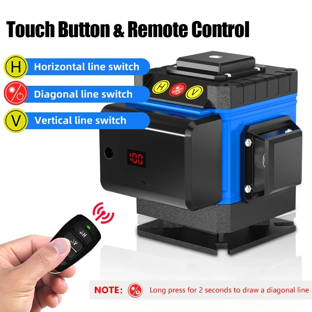 12 Lines Blue Laser Level 3D Self-Leveling 360 Horizontal and Vertical Construction Level Nivel Laser Verde Autonivelante