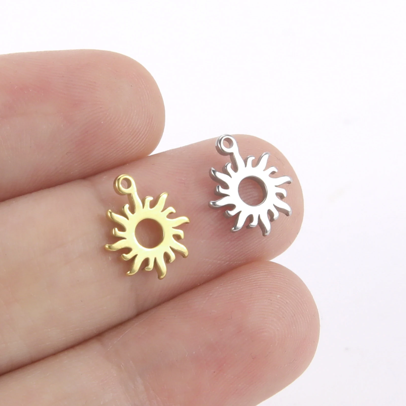 EUEAVAN 5pcs Stainless Steel Sun Charms Moon Star Dolphin Planet Summer Charm Pendant Tiny Jewelry Making Supplies Wholesale