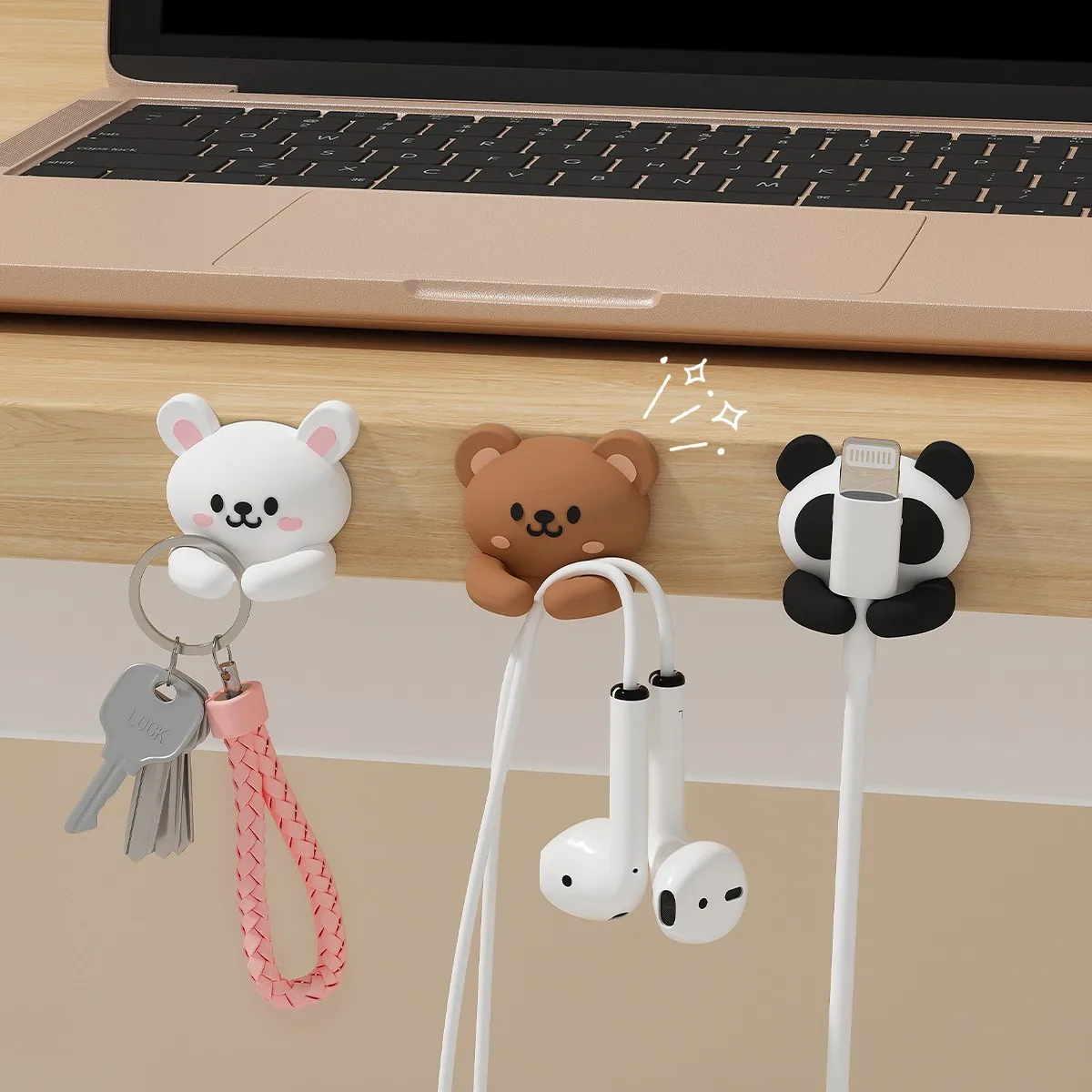 2/3/6pcs Cute Capybara Desktop Cable Organizer USB Cable Clip Managers Self-Adhesive Mobile Phone Data Cable Winder Fixer Holder