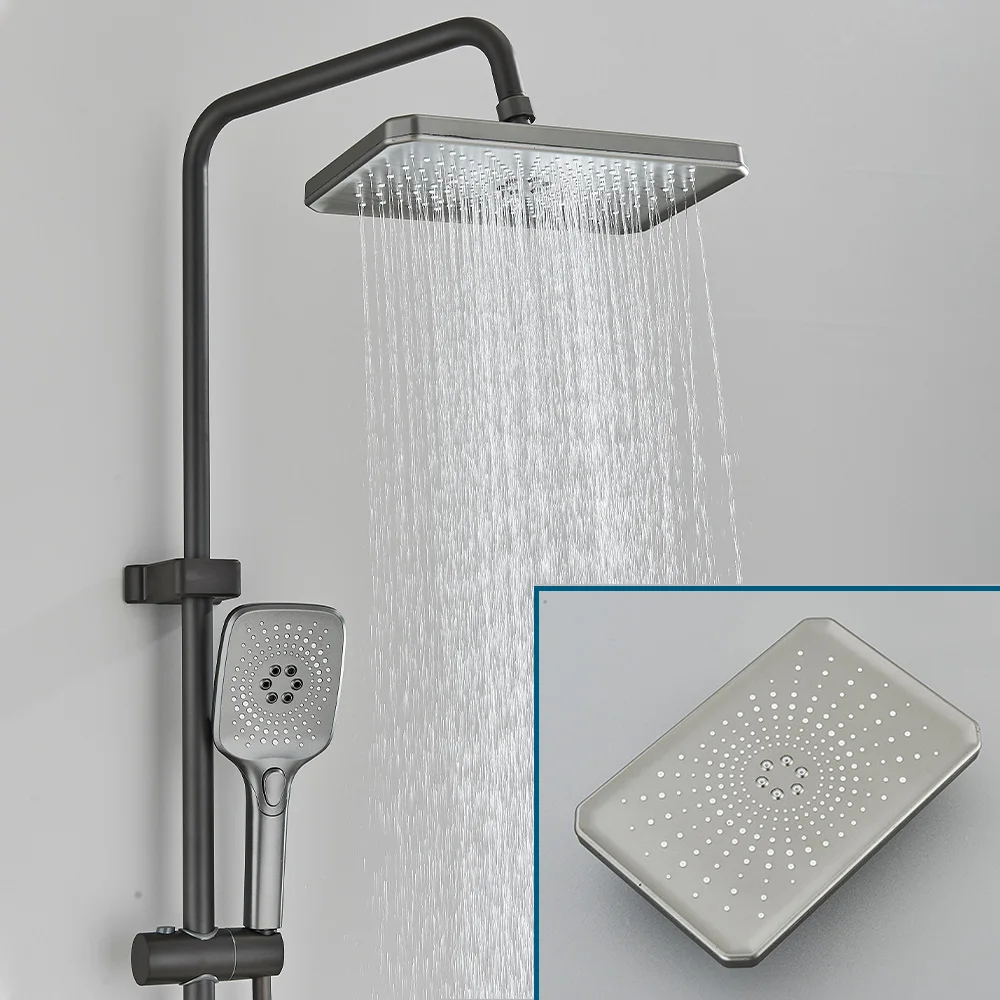 Gray Piano Bathroom Shower Faucets Intelligent Digital Shower Set Hot Cold Mixer Tap Rainfall Waterfall Shower System chuveiro