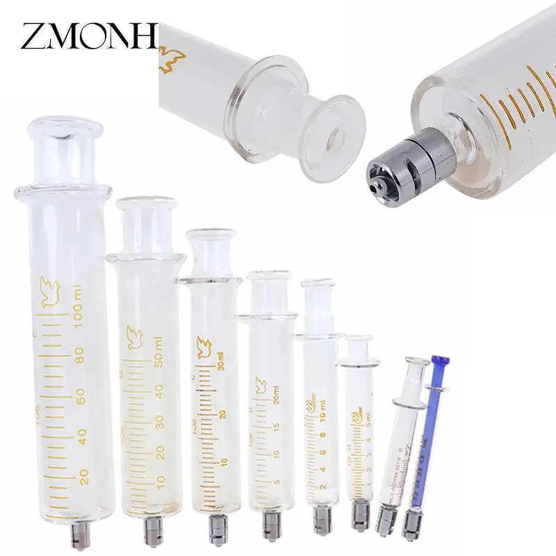 1ml 2ml 5ml 10ml 20ml 30ml 50ml 100ml Glass Syringe Luer Lock Head Reusable Glass Injector Syringe