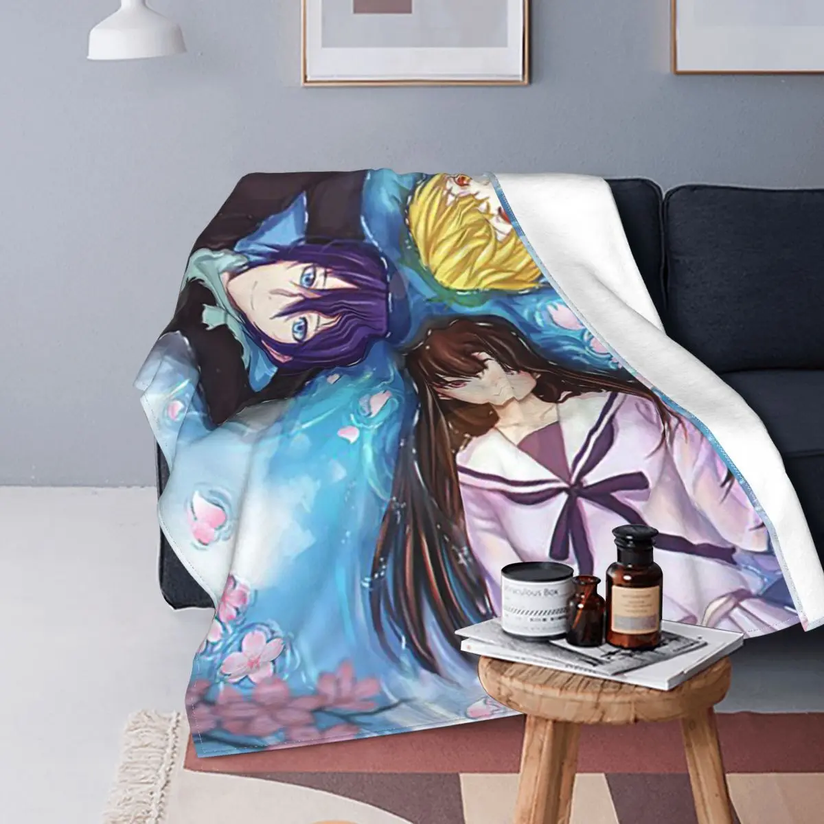 Anime Noragami Yato Yukine Hiyori Fleece Blankets cartoon cute Awesome Throw Blanket for Sofa Bedding Lounge 125*100cm Rug Piece