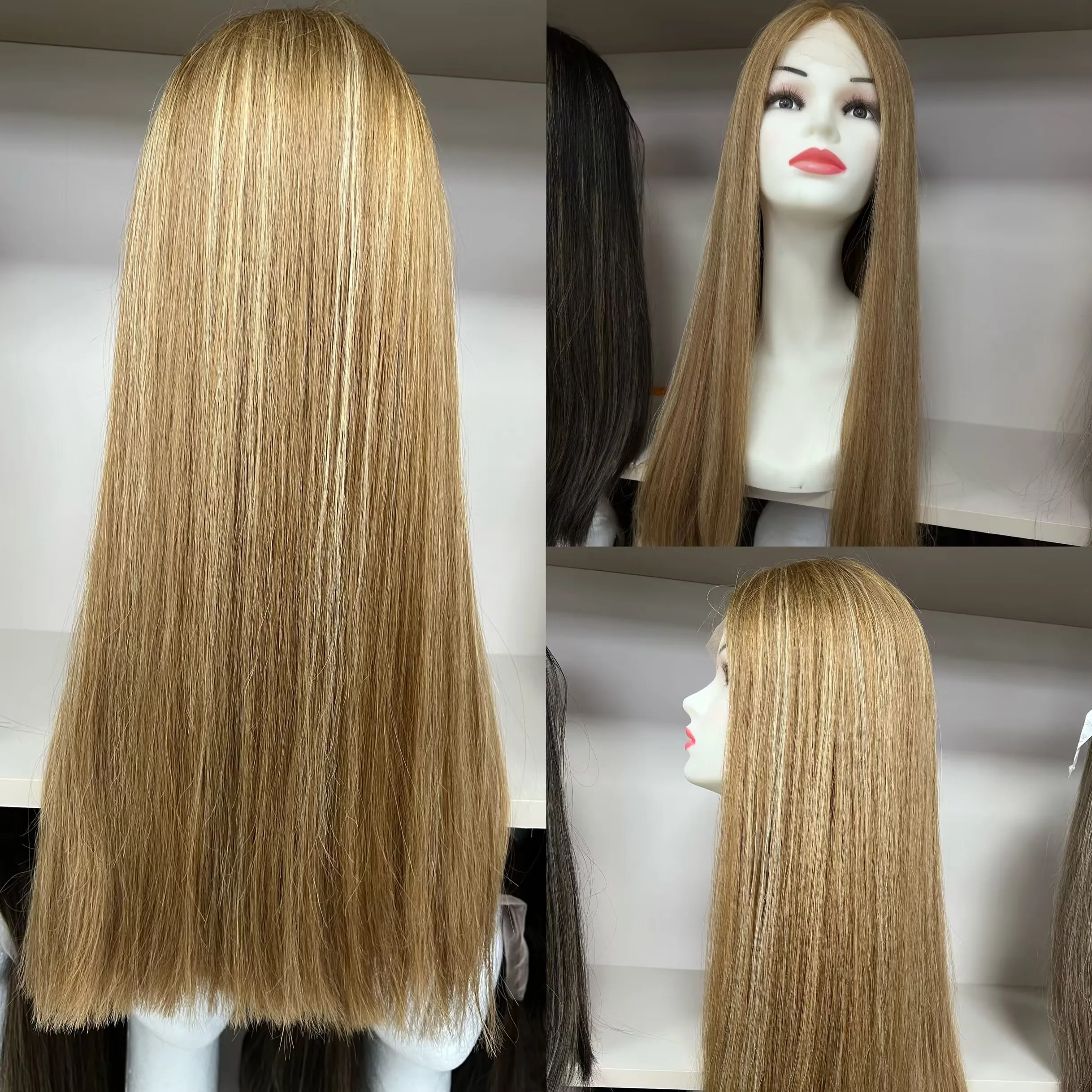 On sale only one In Stock European hair Blond Color TsingTaowigs Human Hair Lace Top 22inch Straight Free Shipping