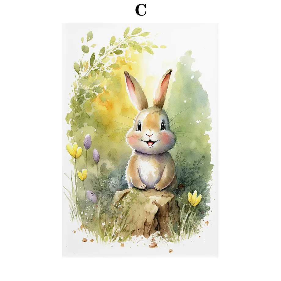 الحد الأدنى قماش الملصقات سعيد الحيوان الصغير الفيل الأسد الثعلب كوالا الطفل موضة اللوحة جدار الفن ديكور غرفة المعيشة المنزلي #6